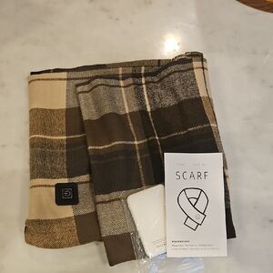 NWT Heated Plaid Scarf in Brown and Tan